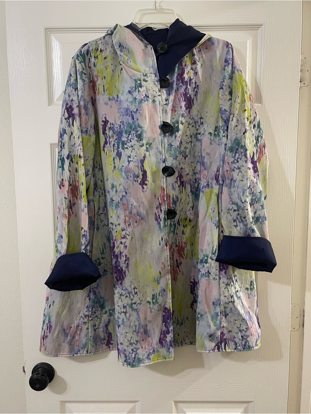 RARE Janska Reversible Raincoat Madison swing Coat watercolor